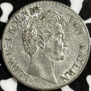 1835 Germany Bavaria 6 Kreuzer Lot#D7003 Silver! Nice!
