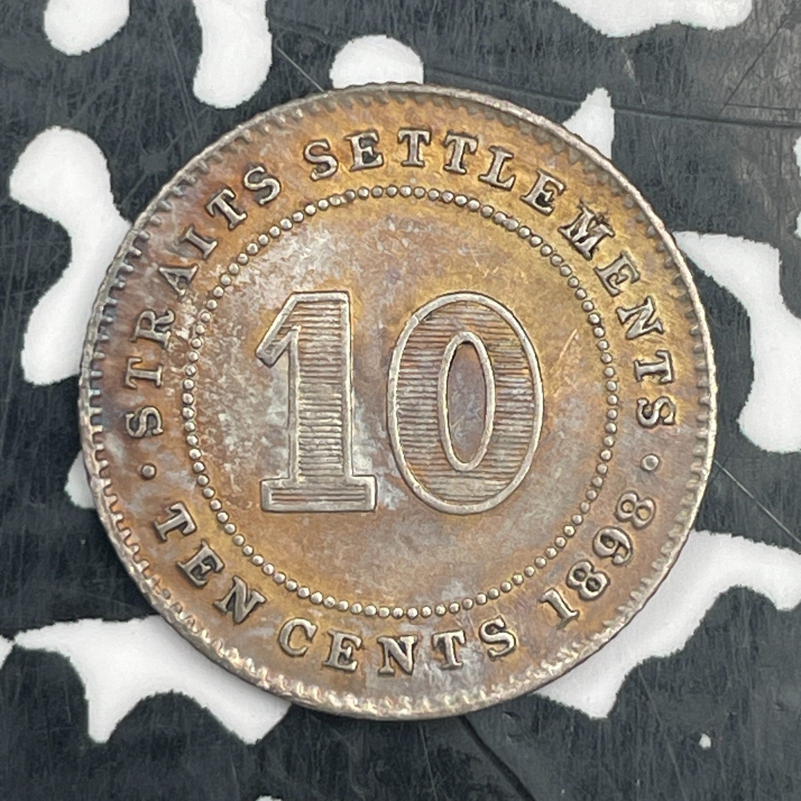 1898 Straits Settlements 10 Cents Lot#F9833 Silver!