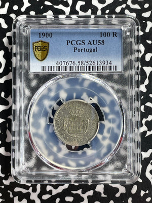 1900 Portugal 100 Reis PCGS AU58 Lot#G926