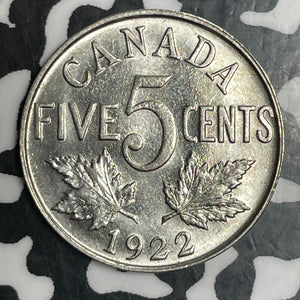 1922 Canada 5 Cents Lot#T3228 High Grade! Beautiful!