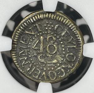 1808 Ceylon 48 Stivers NGC XF45 Lot#G008 Silver! Scarce! Elephant