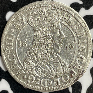 1656 Austria 3 Kreuzer Lot#D9021 Silver! Nice!