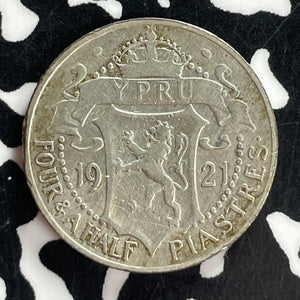 1921 Cyprus 4 1/2 Piastres Lot#T7395 Silver!