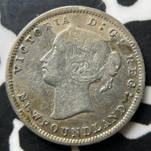 1873 Newfoundland 5 Cents Lot#JM9020 Silver! Key Date! Nice Detail, Old Cleaning
