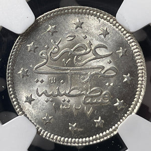 AH 1327 Year 4 (1912) Turkey 2 Kurus NGC MS64 Lot#G9465 Silver! Choice UNC!