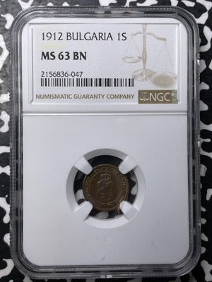 1912 Bulgaria 1 Stotinka NGC MS63BN Lot#G8544 Choice UNC!