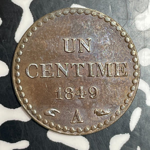 1849-A France 1 Centime Lot#T3583 High Grade! Beautiful!
