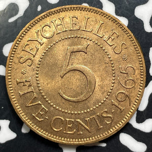 1965 Seychelles 5 Cents (15 Available) (1 Coin Only) High Grade! Beautiful!