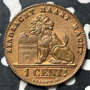 1912 Belgium 1 Centime Lot#E7215 High Grade! Beautiful! KM#77