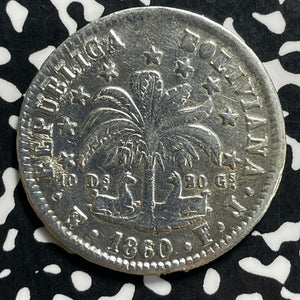 1860-PTS FJ Bolivia 4 Soles Lot#JM9967 Silver! Harshly Cleaned