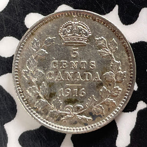 1916 Canada 5 Cents Lot#T4815 Silver! Nice!