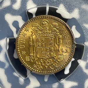 1947 (53) Spain 1 Peseta PCGS MS64 Lot#G989 Choice UNC!