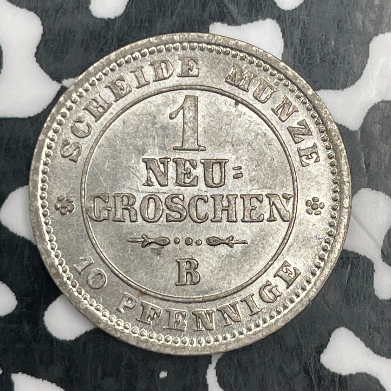 1865-B Germany Saxony 1 Neu-Groschen Lot#F9195 Silver! High Grade! Beautiful!
