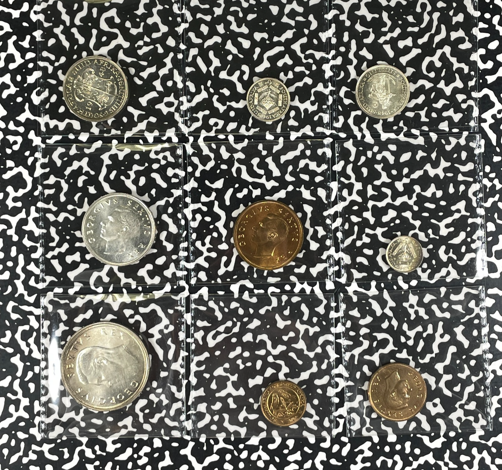 1948 South Africa 9x Coin Proof Set Lot#B3179 Including Silver! 1,120 Minted