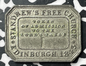 Undated Scotland Edinburgh Free Church Communion Token Lot#E9642