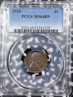 1920 U.S. Lincoln Wheat Cent PCGS MS64BN Lot#G9296 Choice UNC!