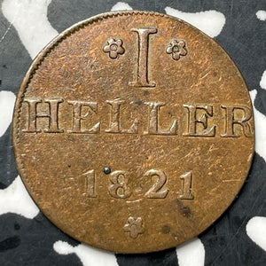 1821-F GB Germany Frankfurt 1 Heller Lot#E6783 High Grade! Beautiful!