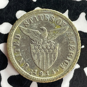 1914-S U.S. Philippines 10 Centavos Lot#T7368 Silver!