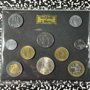 (1974-1996) San Marino 10x Coin Souvenir Mint Set Lot#B1948 With Case