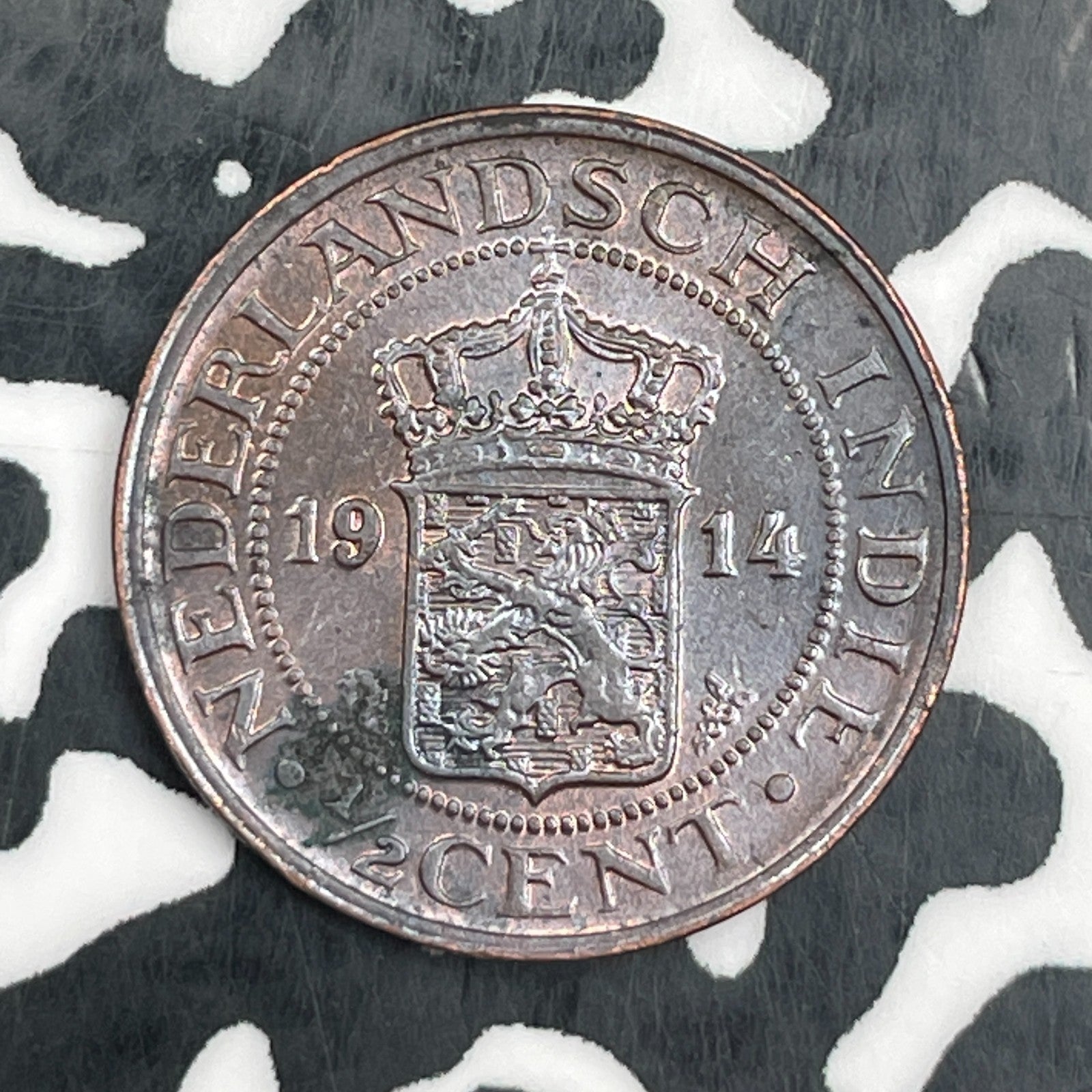 1914 Netherlands East Indies 1/2 Cent Half Cent Lot#N2044 High Grade! Beautiful!