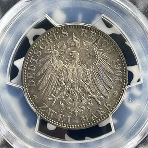 1901 Germany Prussia 2 Mark PCGS MS62 Lot#G709 Silver! Nice UNC! J-105