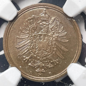 1887-D Germany 1 Pfennig NGC MS62BN Lot#G8748 Nice UNC!