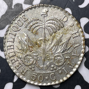 AN 28 (1831) Haiti 50 Centimes Lot#MK377 Silver! KM#20