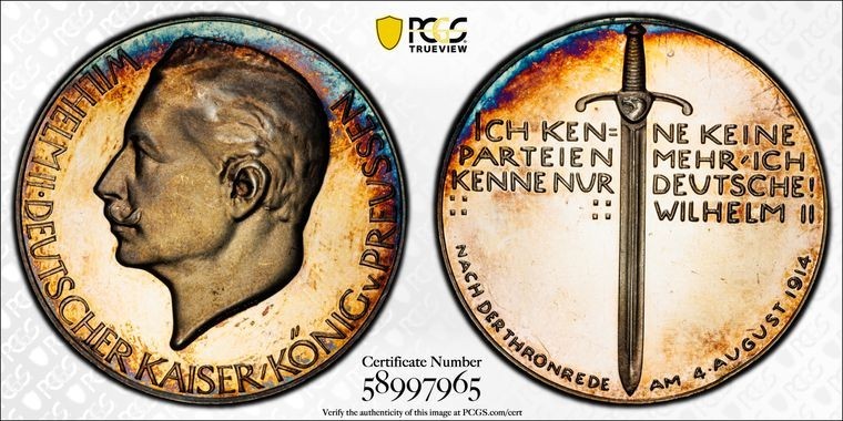 1914 Germany Opening Of The Reichstag Medal PCGS PL64 Lot#G4085 Silver!