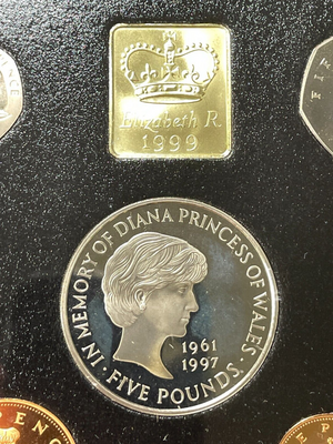 1999 Great Britain 9x Coin Proof Set Lot#B2306 With Case, Princess Diana