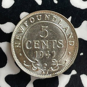 1941-C Newfoundland 5 Cents Lot#T7663 Silver! High Grade! Beautiful!