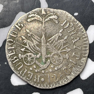 AN 14 (1817) Haiti 12 Centimes Lot#MK370 Silver! KM#14