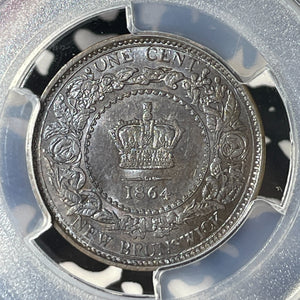 1864 New Brunswick 1 Cent PCGS AU58 Lot#G131 Tall '6' Variety