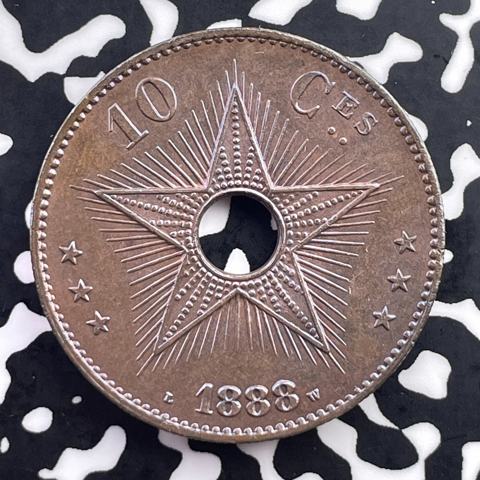 1888 Belgian Congo 10 Centimes Lot#C5688 High Grade! Beautiful!