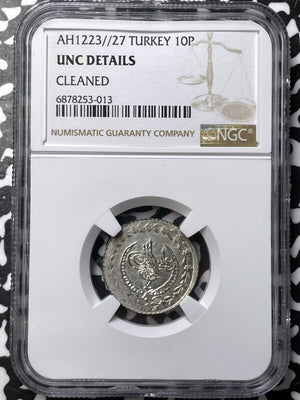 AH 1223 Year 27 (1835) Turkey 10 Para NGC Cleaned-UNC Details Lot#G7224