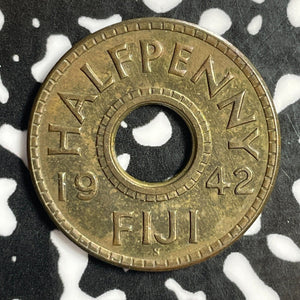 1942 Fiji 1/2 Penny Half Penny Lot#E1995 High Grade! Beautiful!