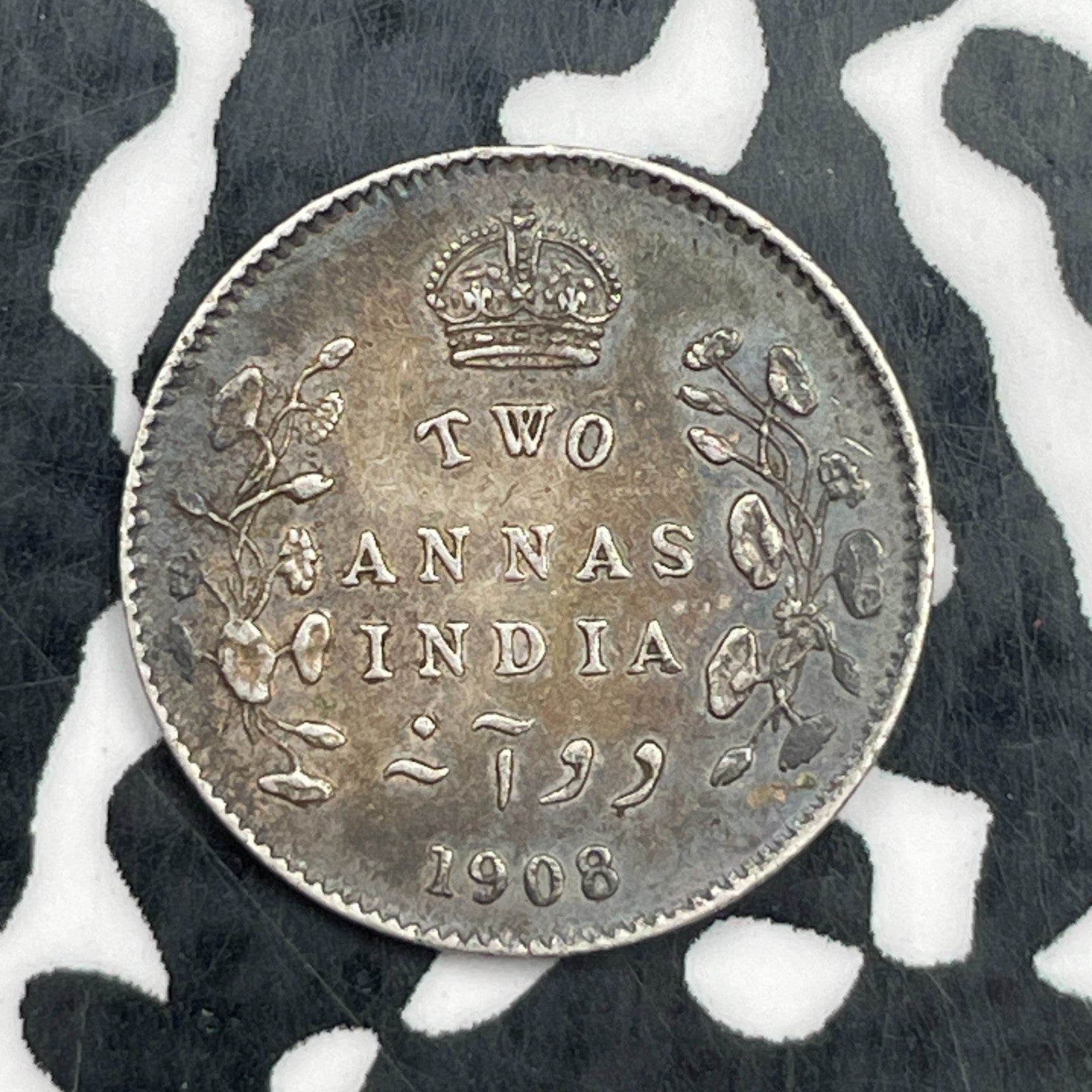 1908 India 2 Annas Lot#N1167 Silver! Nice!