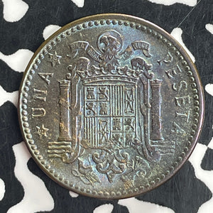 1953(56) Spain 1 Peseta Lot#T8223 High Grade! Beautiful Toning!