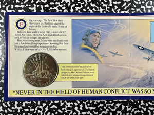 1990 G.B. Battle Of Britain 50th Anniversary Mint Medallion Lot#B1824 W/ Case