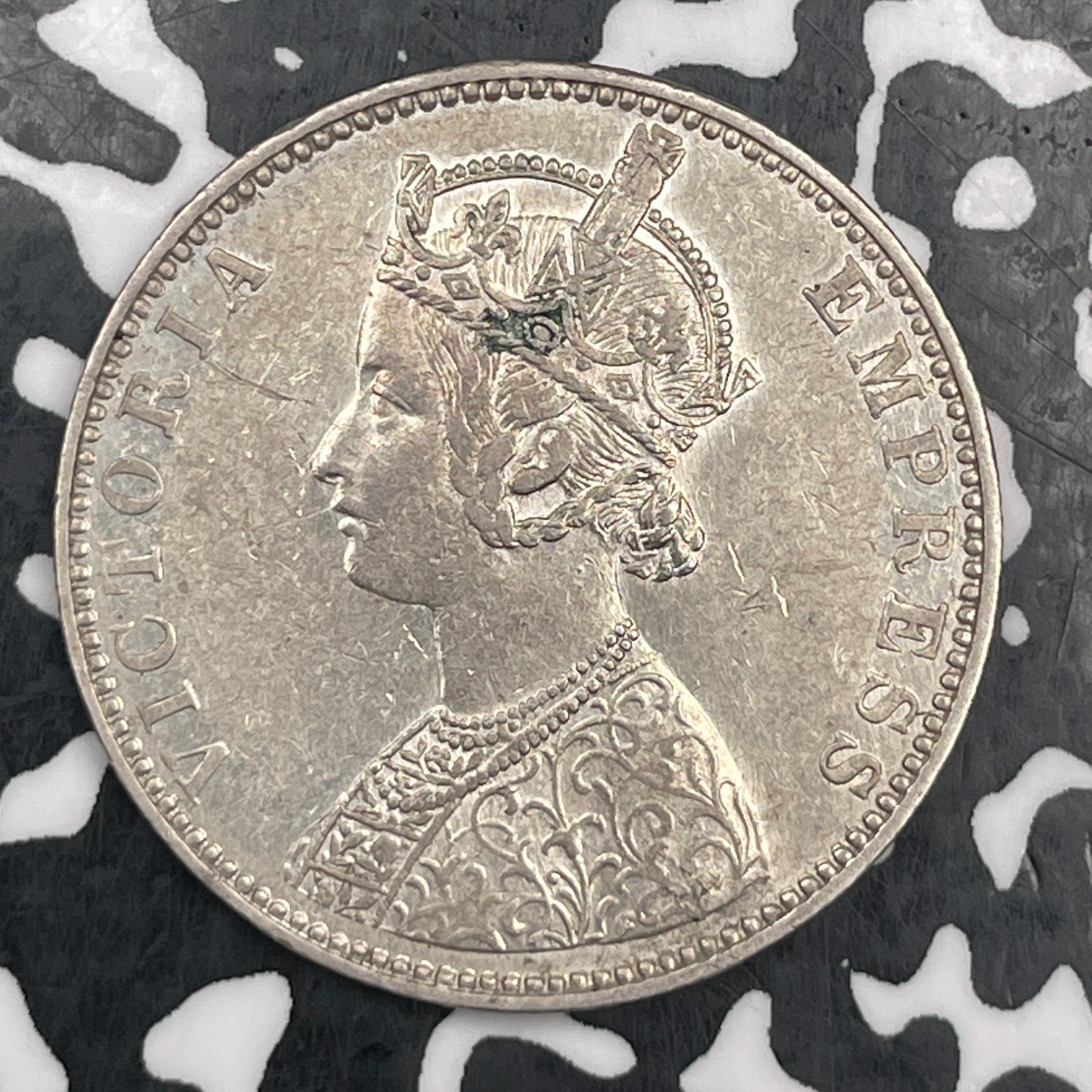 1892 India Bikanir 1 Rupee Lot#JM1640 Silver! Nice!