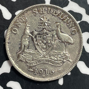 1916-M Australia 1 Shilling Lot#T1557 Silver!