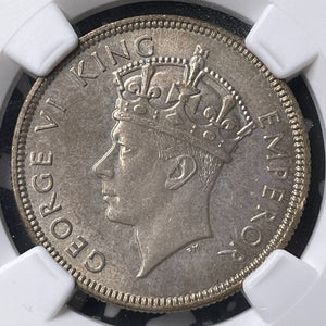 1937 Fiji 1 Florin NGC MS65 Lot#G9031 Silver! Top Graded! Gem BU!