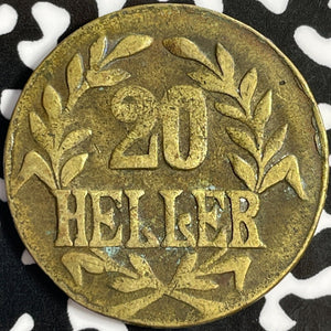 1916-T German East Africa 20 Heller Lot#D9212 Brass