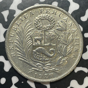 1927 Peru 1/2 Sol Half Sol Lot#T1715 Silver!