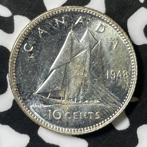 1948 Canada 10 Cents Lot#E4803 Silver! Key Date! High Grade! Beautiful!