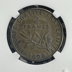 1898 France 2 Francs Piedfort NGC PR62 Matte Lot#G739 Silver! Proof! Scarce!