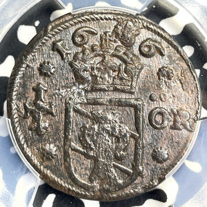 1636 Sweden 1/4 Ore PCGS AU58 Lot#G9616 Solo Top Graded!