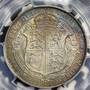 1902 G.B. 1/2 Half Crown PCGS AU58 Lot#G8011 Silver! Beautiful Toning! S-3980