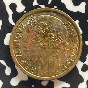 1944 French West Africa 1 Franc Lot#T5751 Beautiful Detail, Spotty Toning