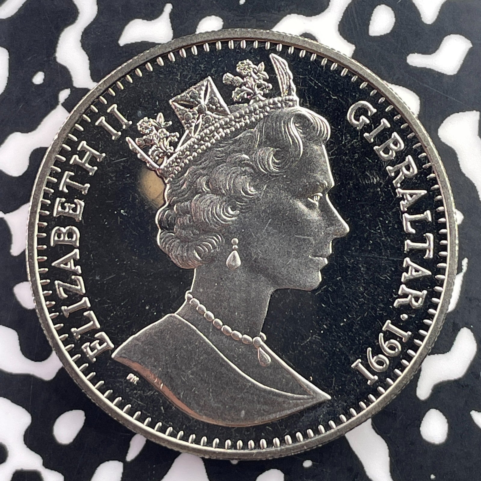 1991 Gibraltar 1 Crown Lot#C5521 High Grade! Beautiful! KM#66