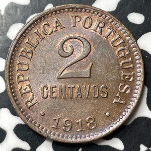 1918 Portugal 2 Centavos Lot#E8980 High Grade! Beautiful!